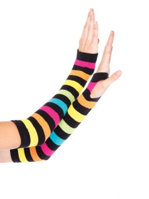 Neon Rainbow Gauntlet Gloves