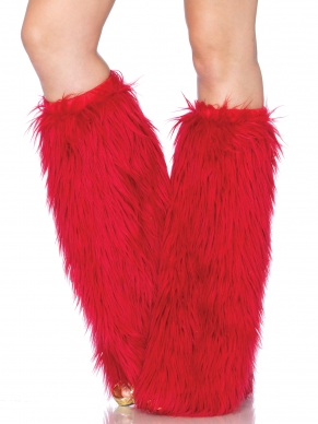 Furry Leg Warmers Red