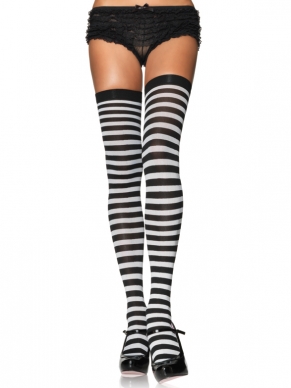 Nylon Thigh Highs With Stripe