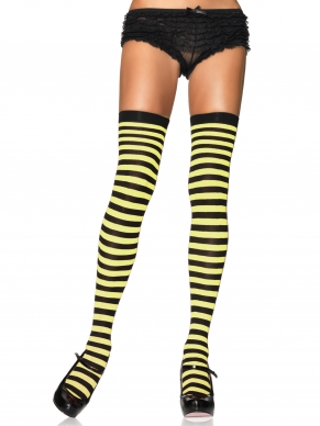 Nylon Thigh Highs With Stripe